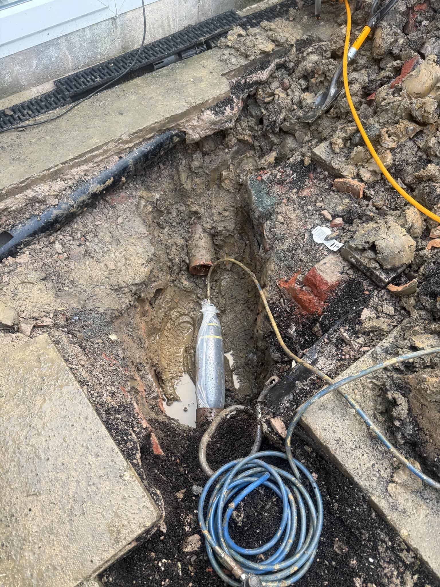 Exposed outdoor plumbing
